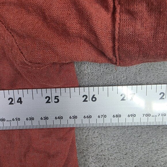 Womens Ana Rust Linen Blend Collared Hi Lo Shirt Short Sleeve Button Up Size XXL - Picture 5 of 7